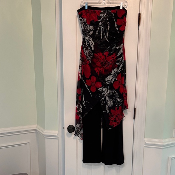Joseph Ribkoff Black and Red Floral Jumpsuit - Picture 1 of 3